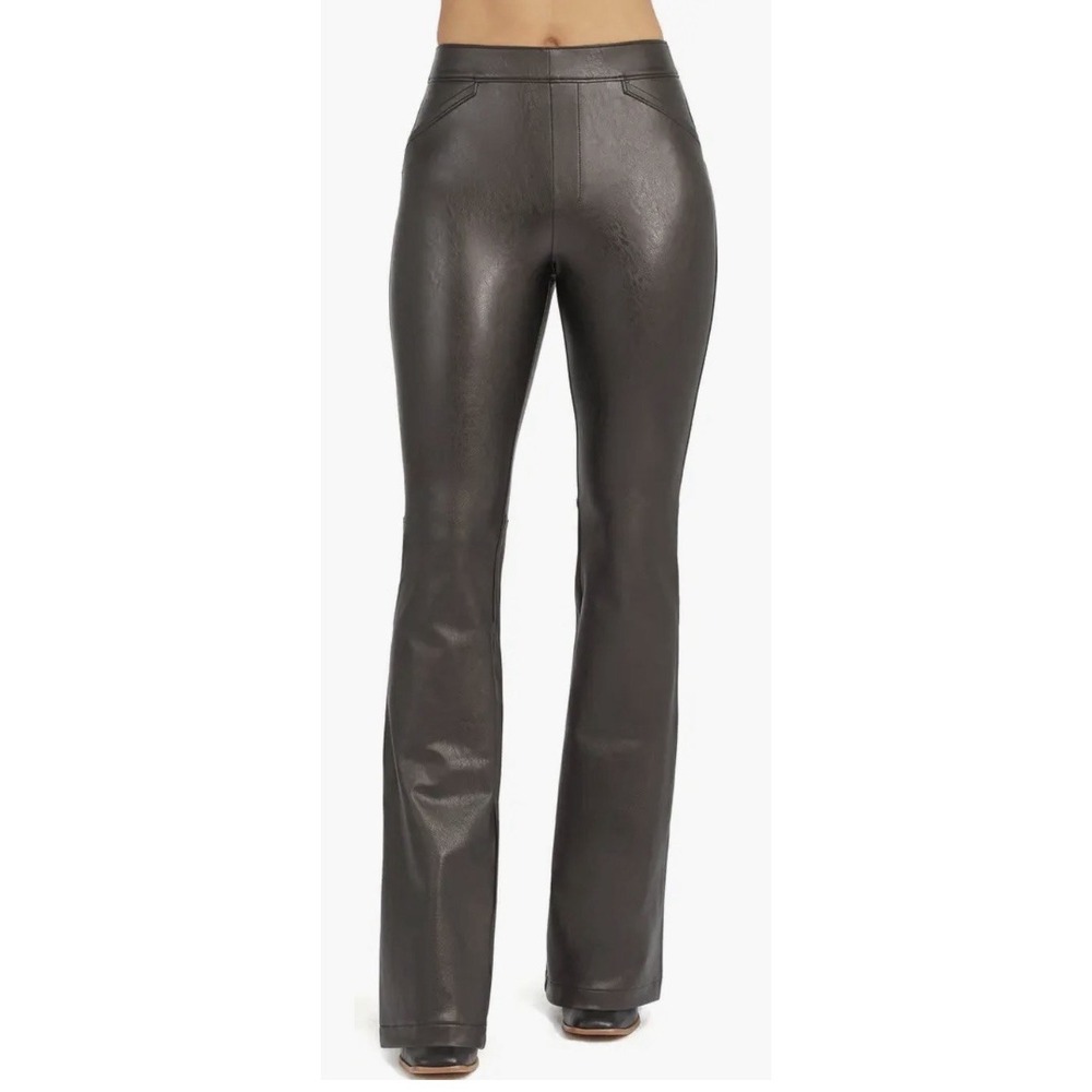 SPANX Leather Like Flare Pants Black Large Tall Pull On New With Tags 20457T